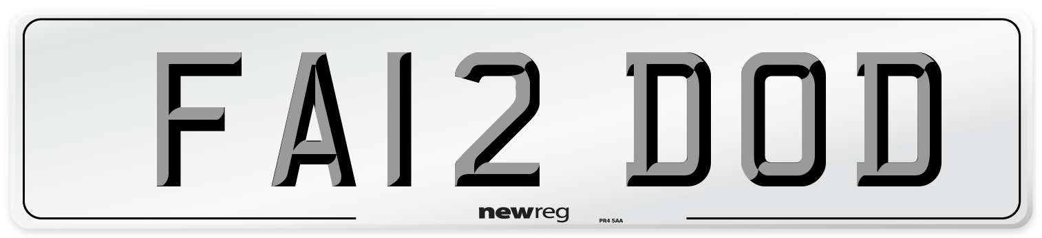 FA12 DOD Number Plate from New Reg